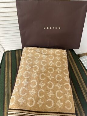 Celine Beige & Cream Monogram Jacquard Towel